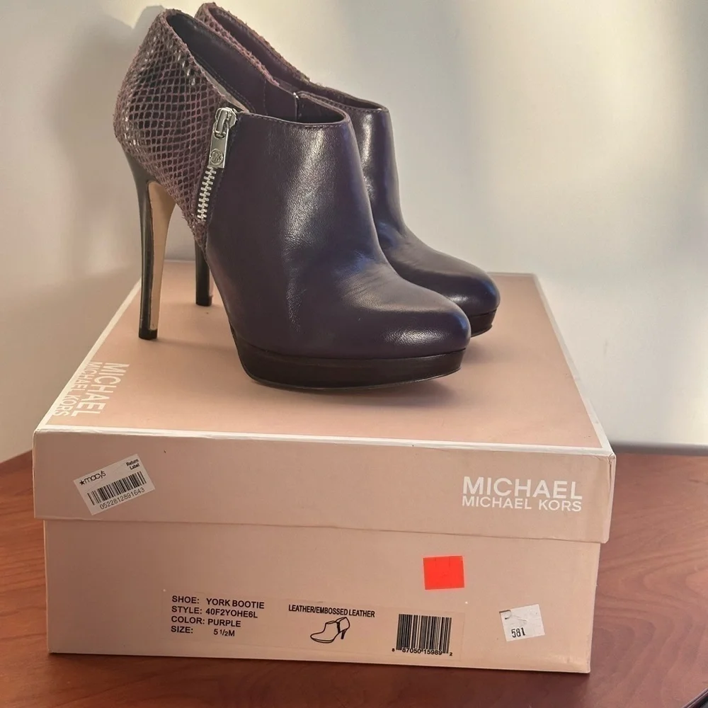 Michael Kors York booties size 5.5 dark slate (purple) brand new in box.